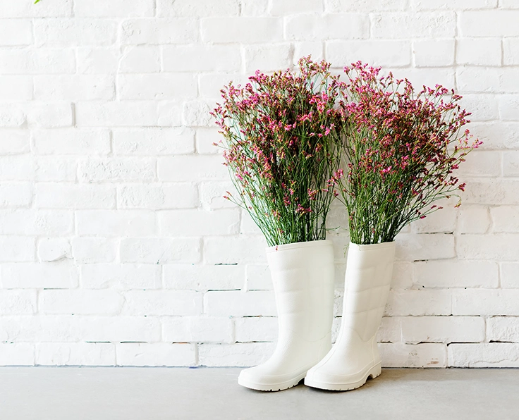 stivaletti bianchi e lavanda